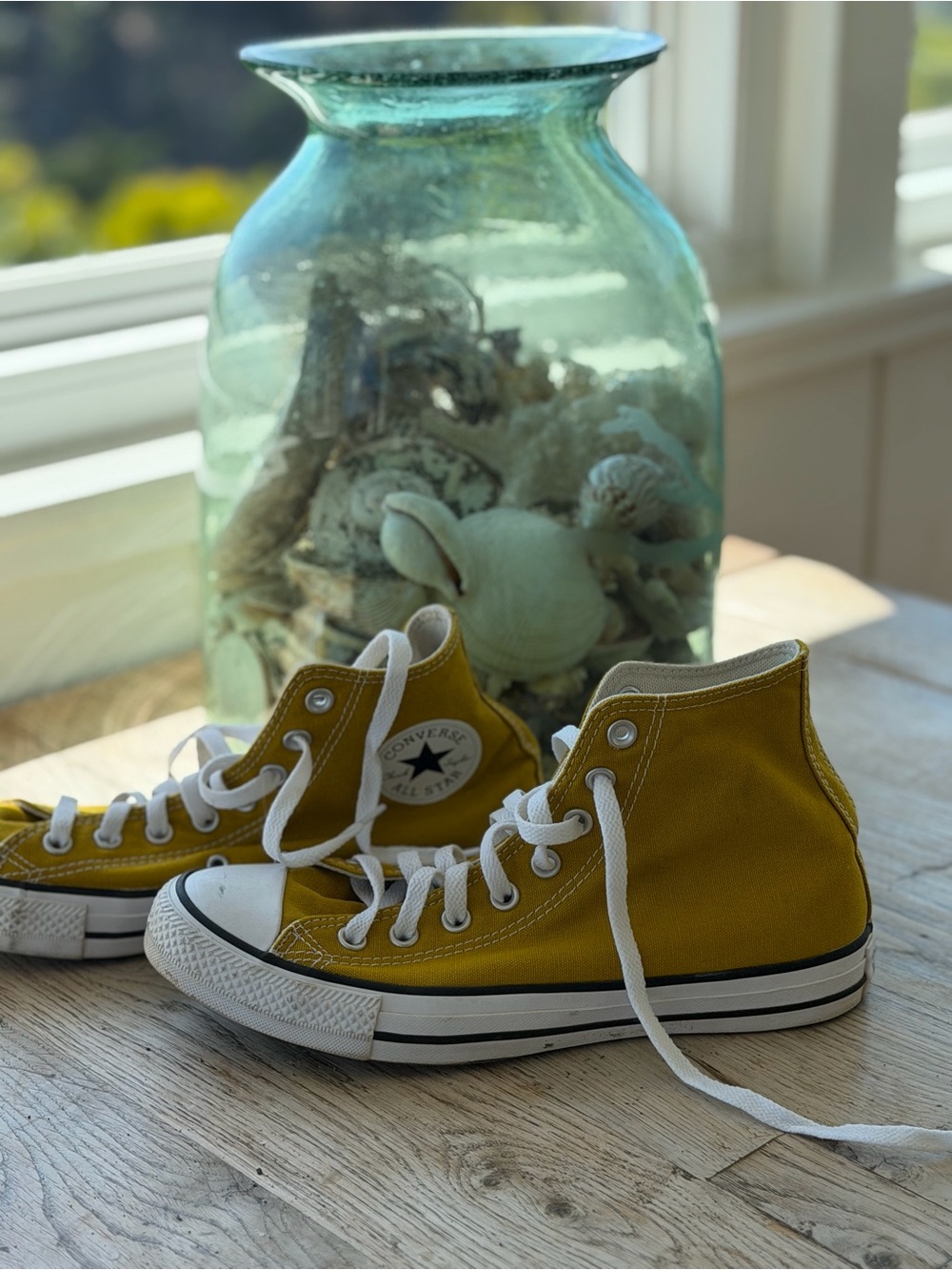 Converse Kids High-Top Sneakers in Mustard Yellow with White Accents